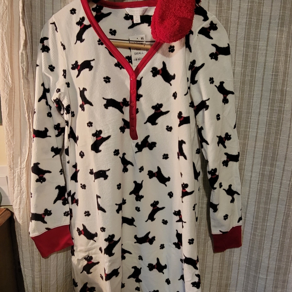 New Set. Scottie dog soft pajamas with socks holiday Christmas jammies pj pjs